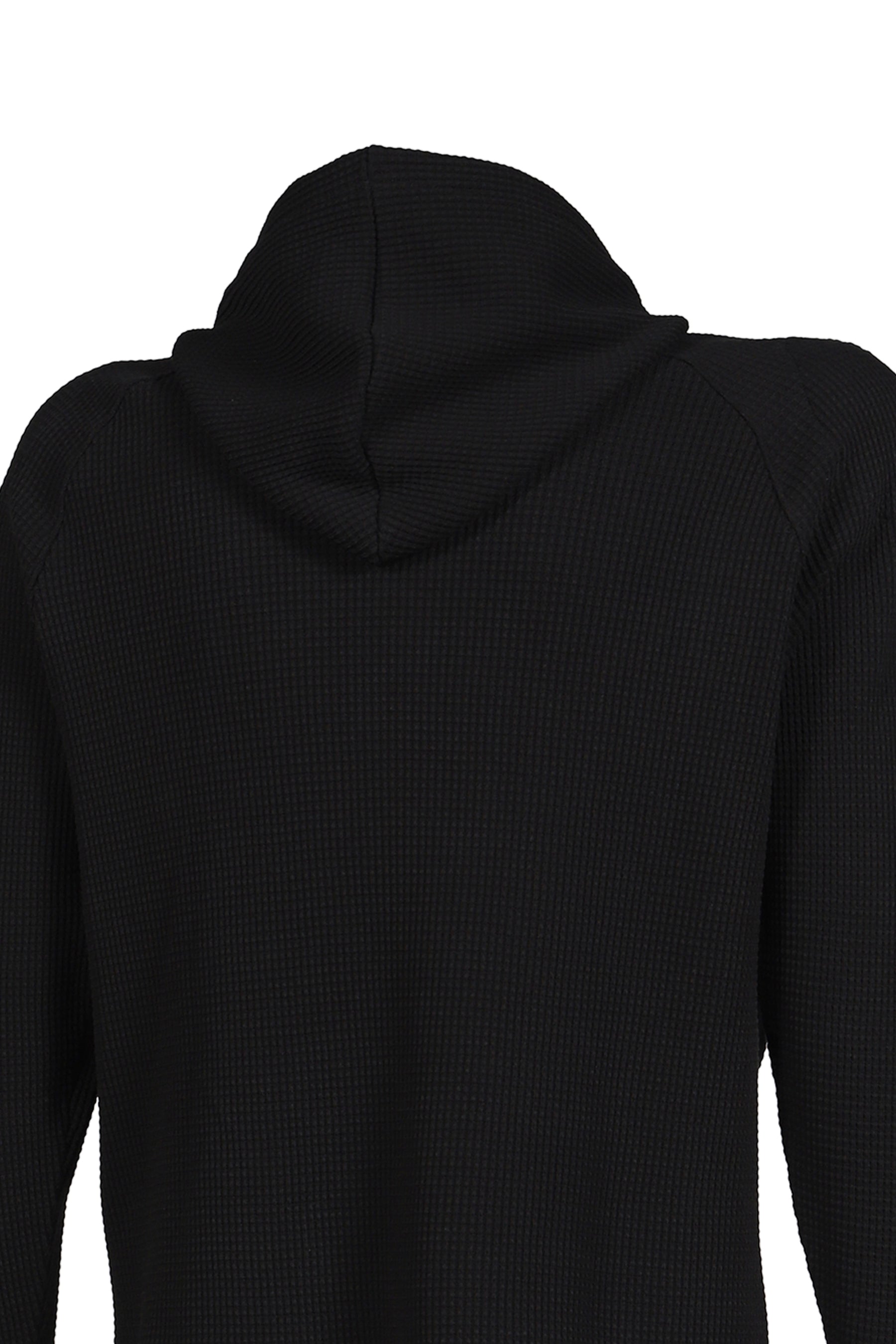 BULK SHOULDER WAFFLE HOODIE  / BLK