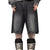 CROSS PIN BAGGY JEANS SHORTS / WASHED BLK