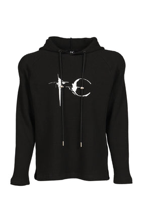 BULK SHOULDER WAFFLE HOODIE  / BLK