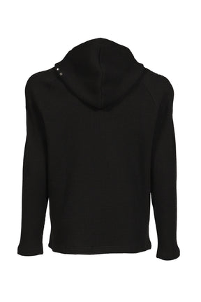 BULK SHOULDER WAFFLE HOODIE  / BLK