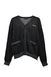 SCRIPT LOGO KNIT CARDIGAN / BLK