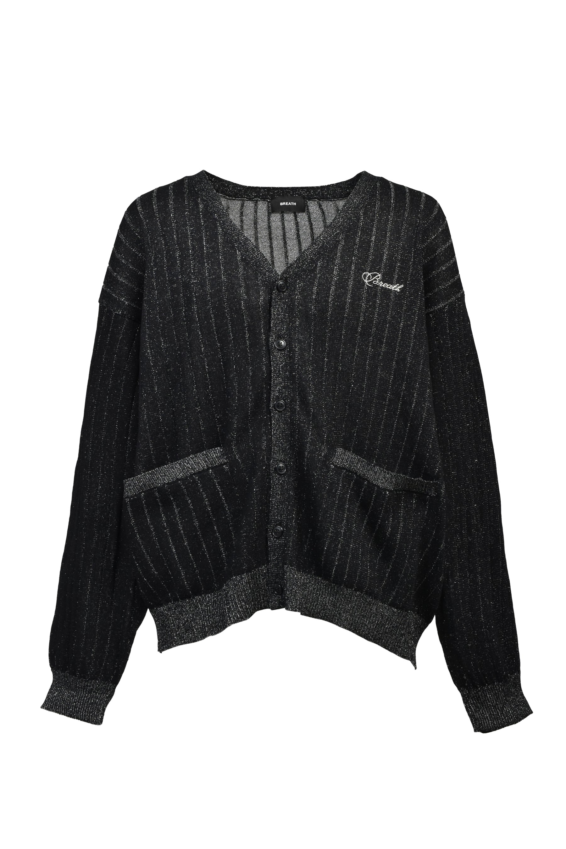 SCRIPT LOGO KNIT CARDIGAN / BLK