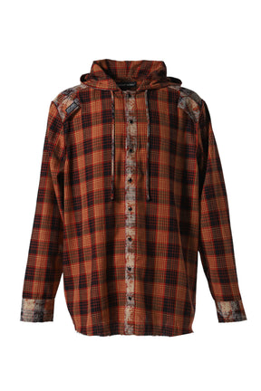 MAHA CHECK HOODIE SHIRT / RED