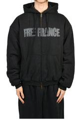 PUFFED ZIP-UP HOODIE FREE FRANCE / WASHED BLK