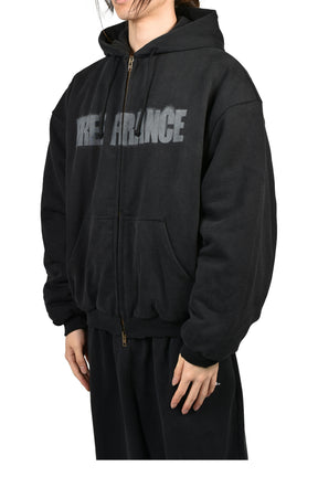 PUFFED ZIP-UP HOODIE FREE FRANCE / WASHED BLK