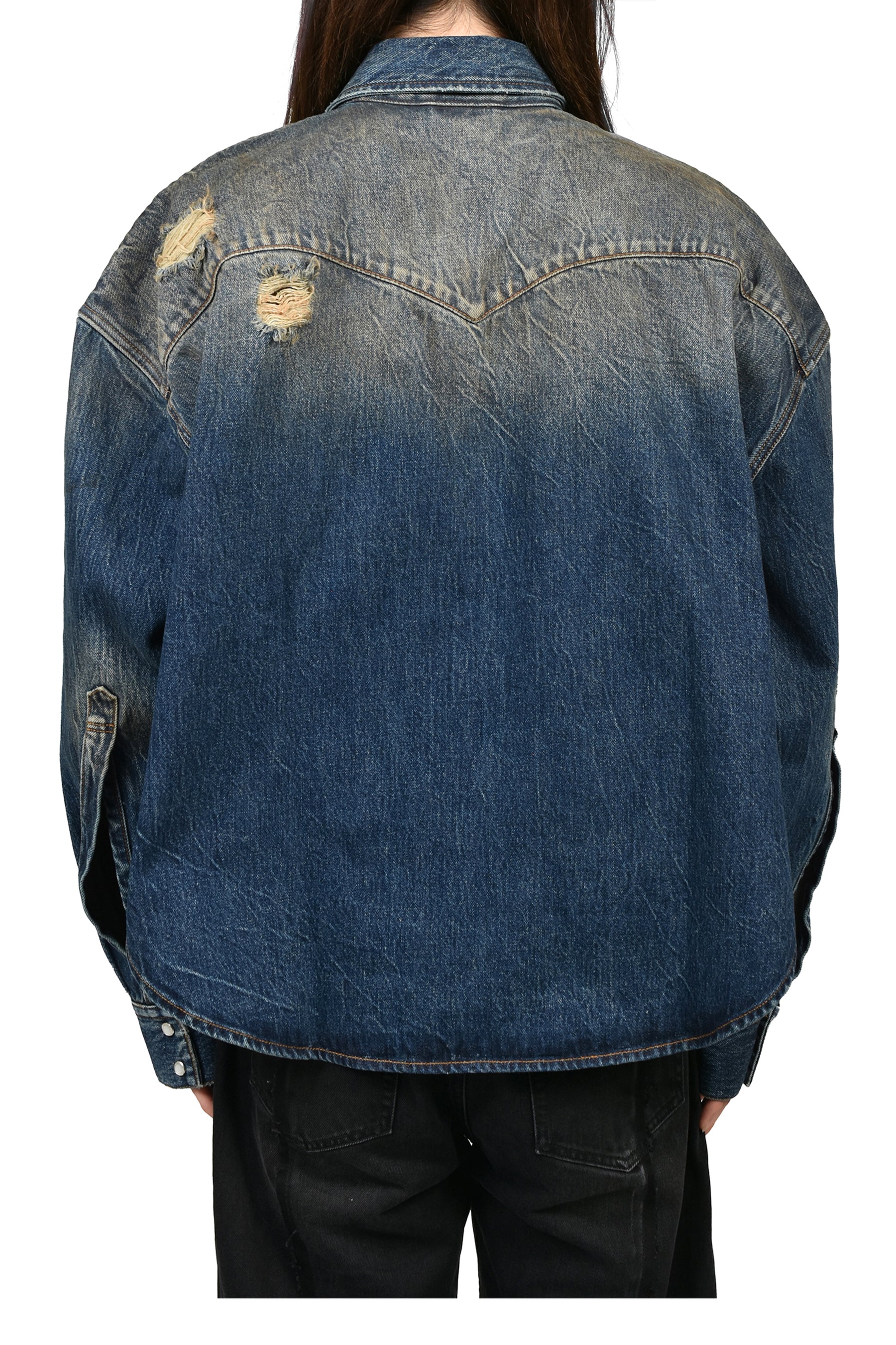 COWBOY DENIM SHIRT / WASHED CUT BLU
