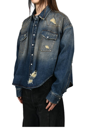 COWBOY DENIM SHIRT / WASHED CUT BLU