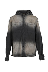 DIRTY-WASHED DENIM SHIRTS / BLK