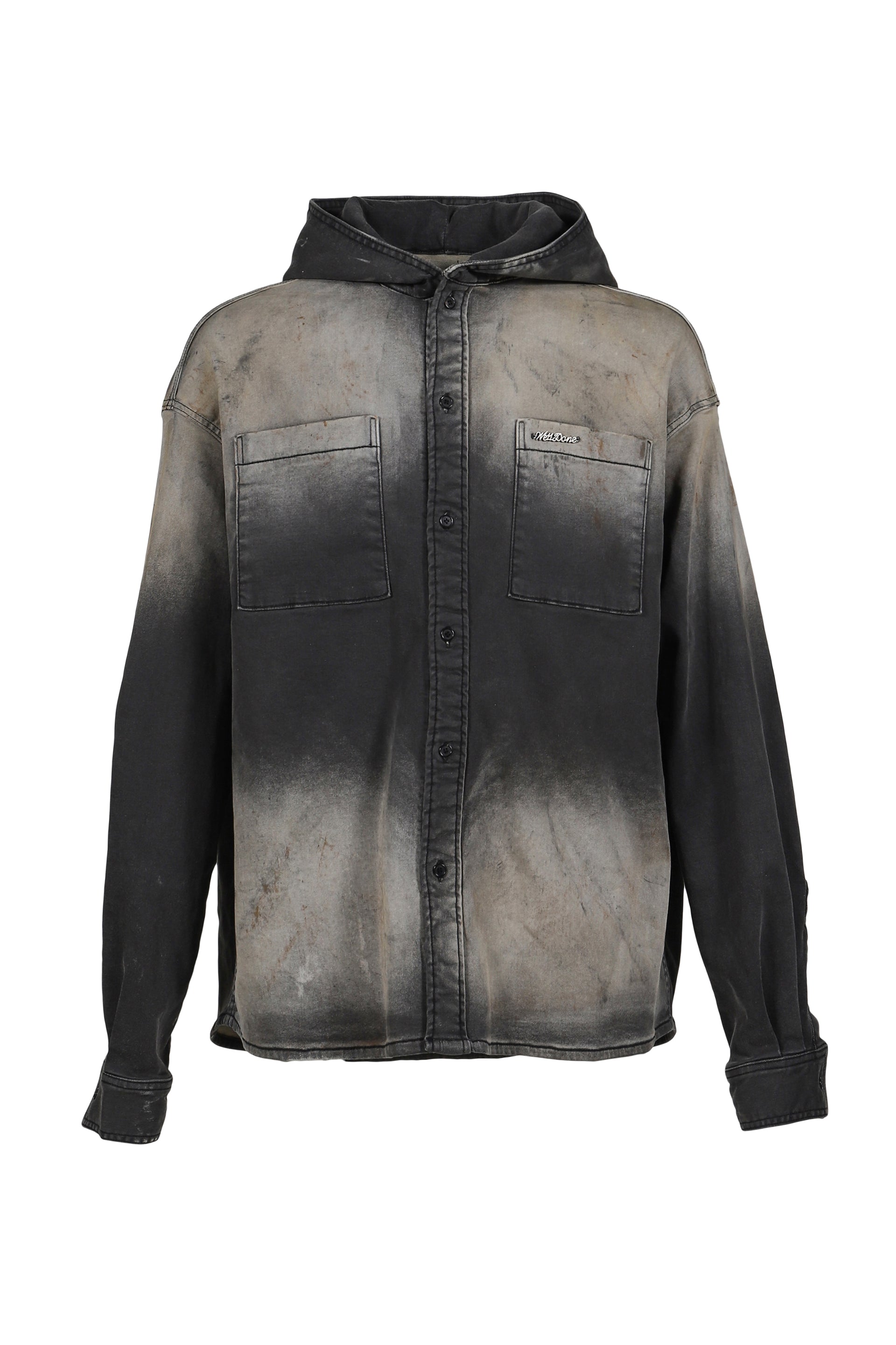DIRTY-WASHED DENIM SHIRTS / BLK