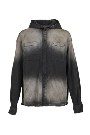 DIRTY-WASHED DENIM SHIRTS / BLK