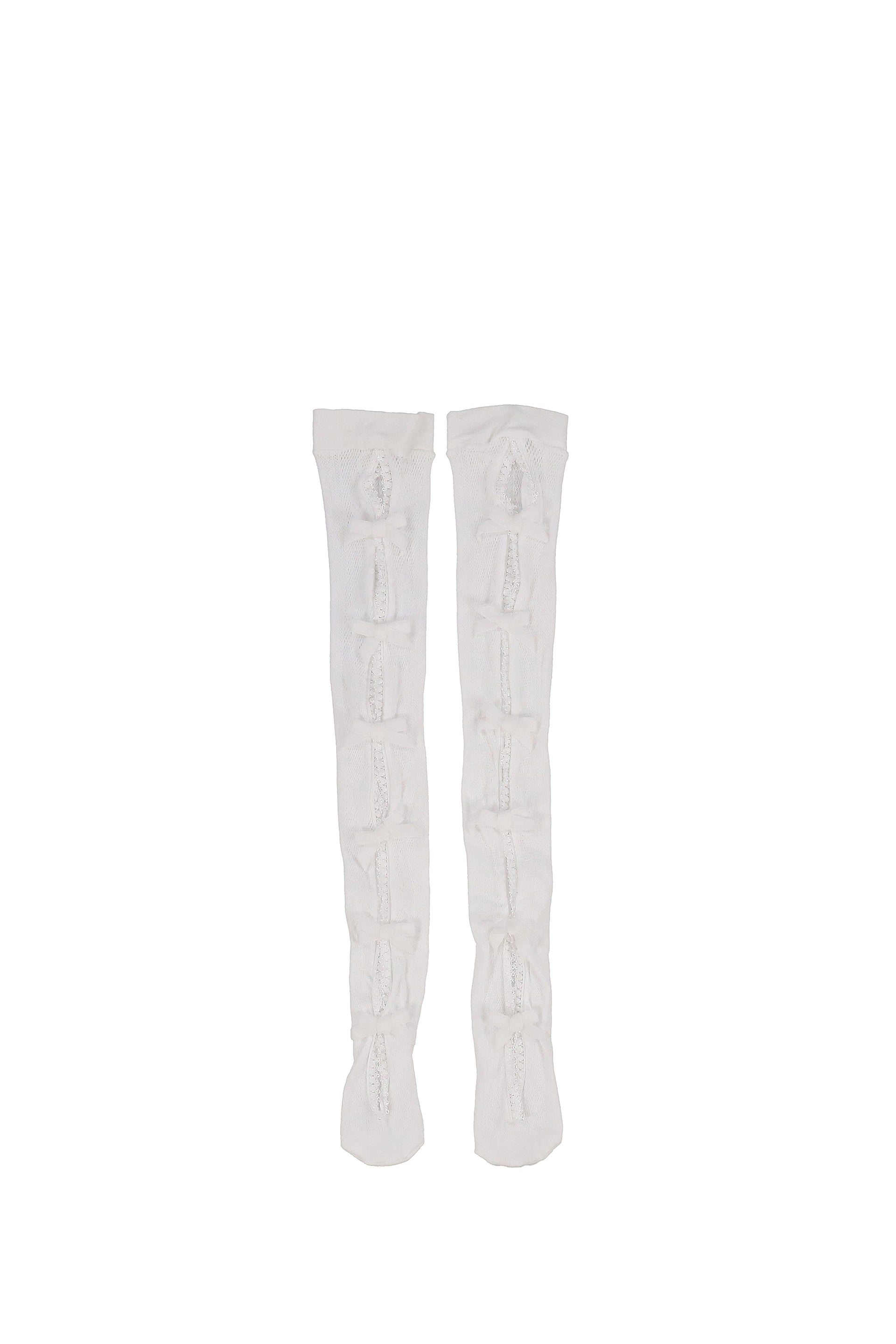 WHITE BOW WHITE LACE ANKLE SOCKS / WHT