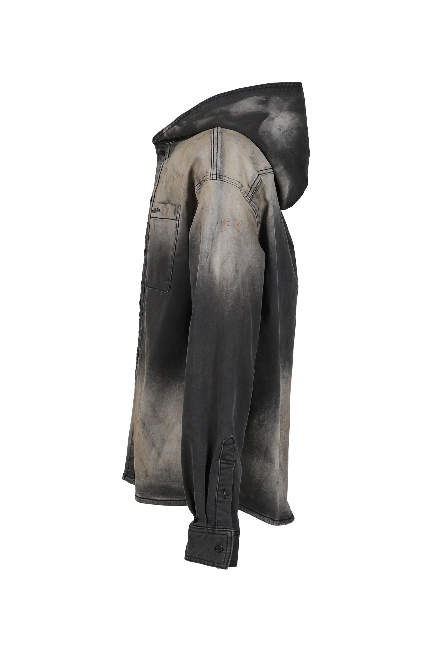 DIRTY-WASHED DENIM SHIRTS / BLK