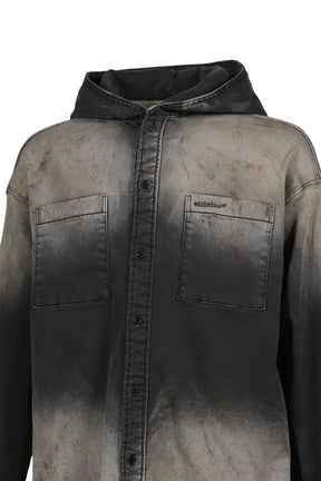 DIRTY-WASHED DENIM SHIRTS / BLK