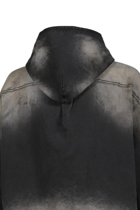 DIRTY-WASHED DENIM SHIRTS / BLK