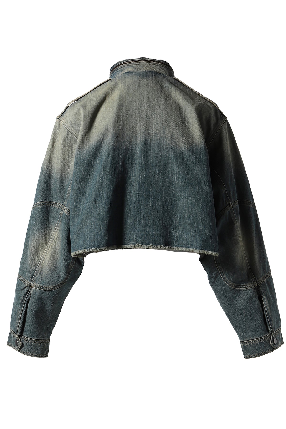 CUT DENIM JACKET / BLU DIRTY YEL