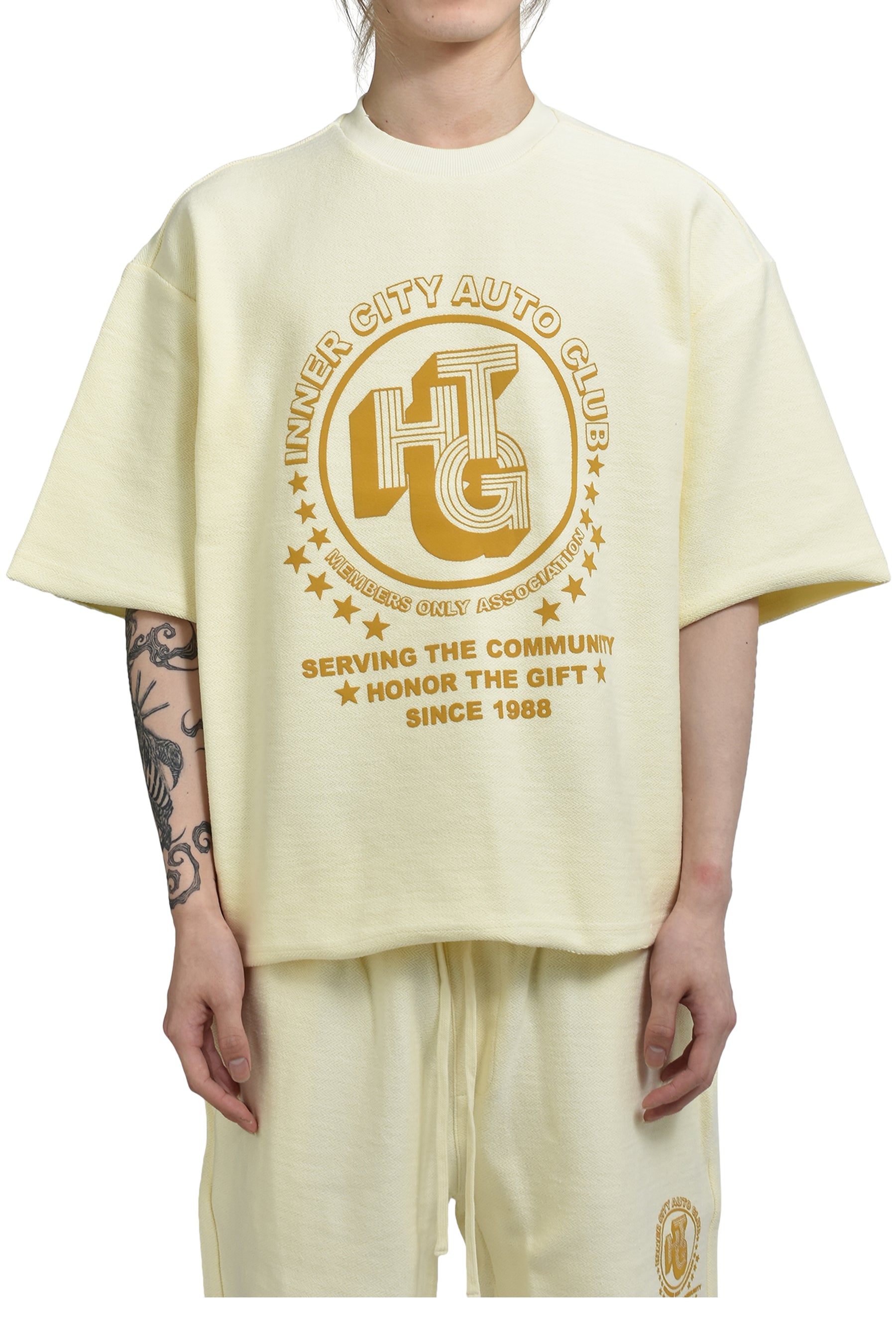 ASSOCIATION HERRINGBONE CREW / WHT