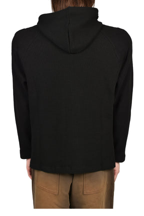 BULK SHOULDER WAFFLE HOODIE  / BLK