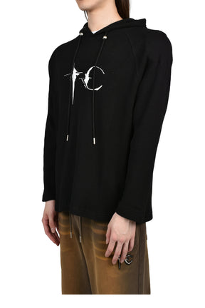 BULK SHOULDER WAFFLE HOODIE  / BLK