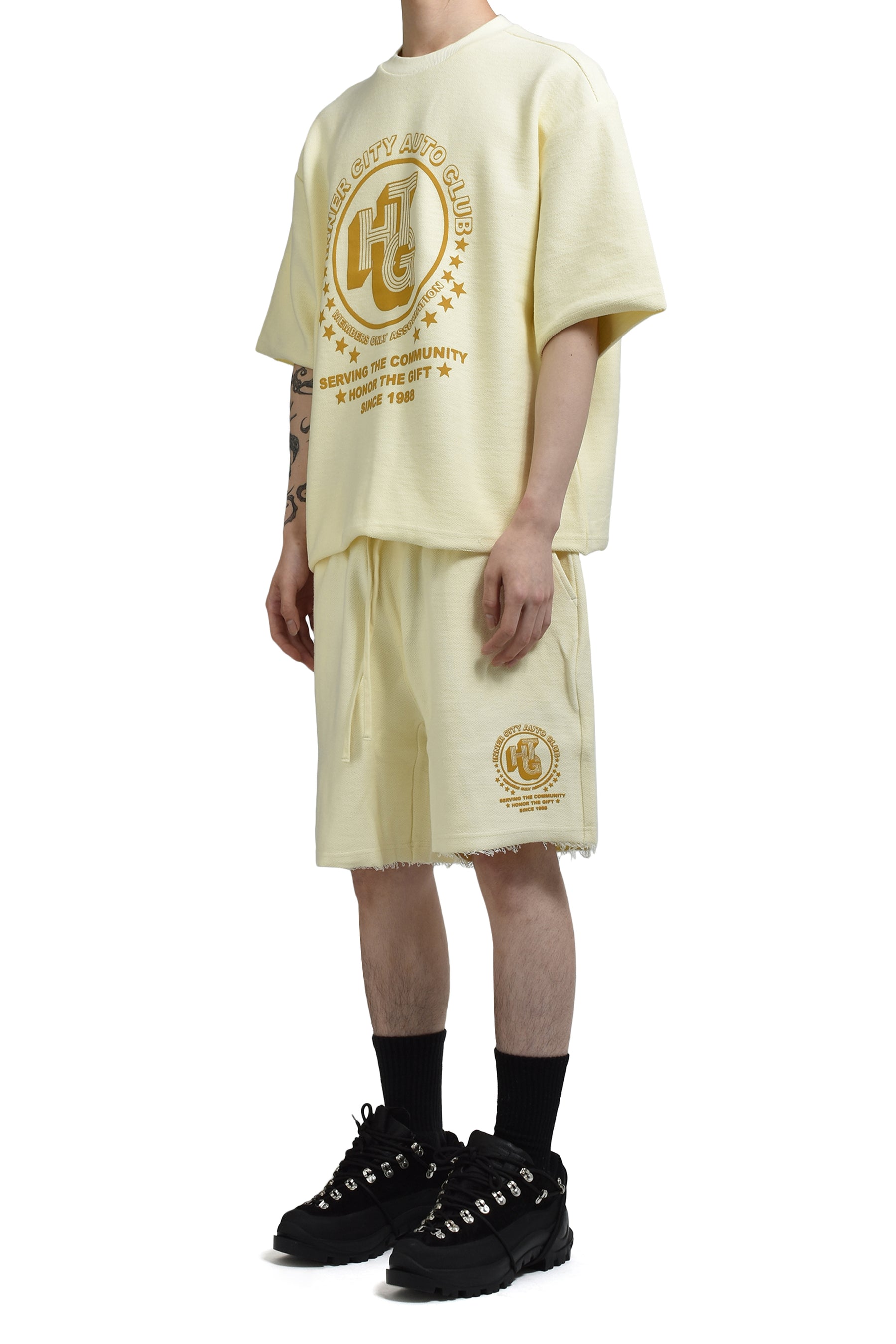 ASSOCIATION HERRINGBONE CREW / WHT