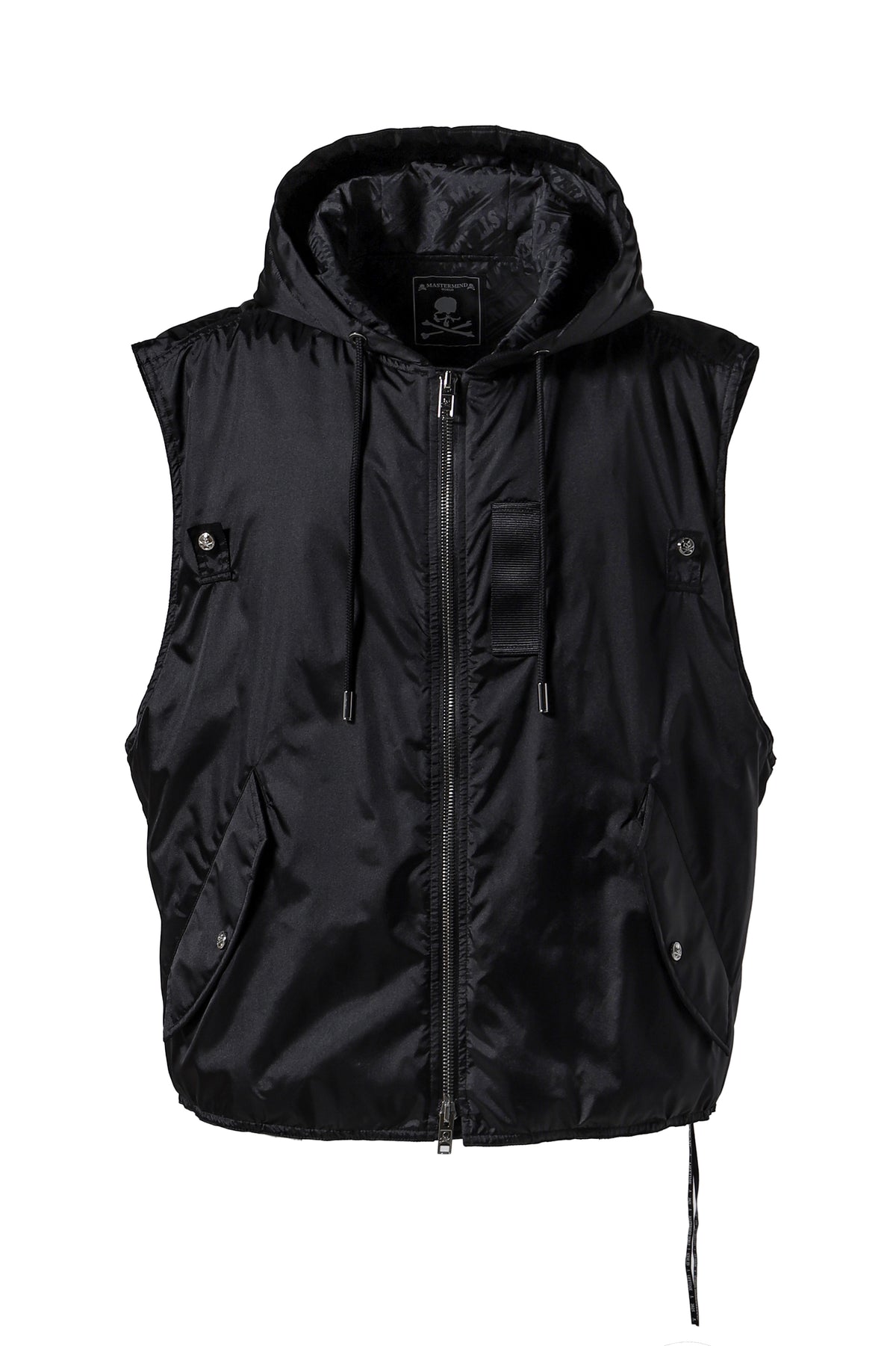 HOODED NYLON VEST / BLK