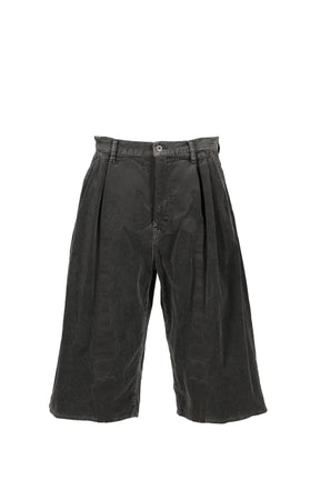BONE APPLIQUE CORDUROY CROPPED PANTS / GRY