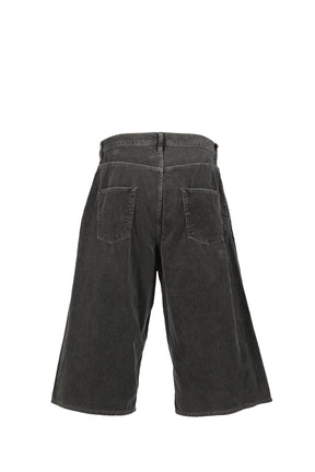 BONE APPLIQUE CORDUROY CROPPED PANTS / GRY