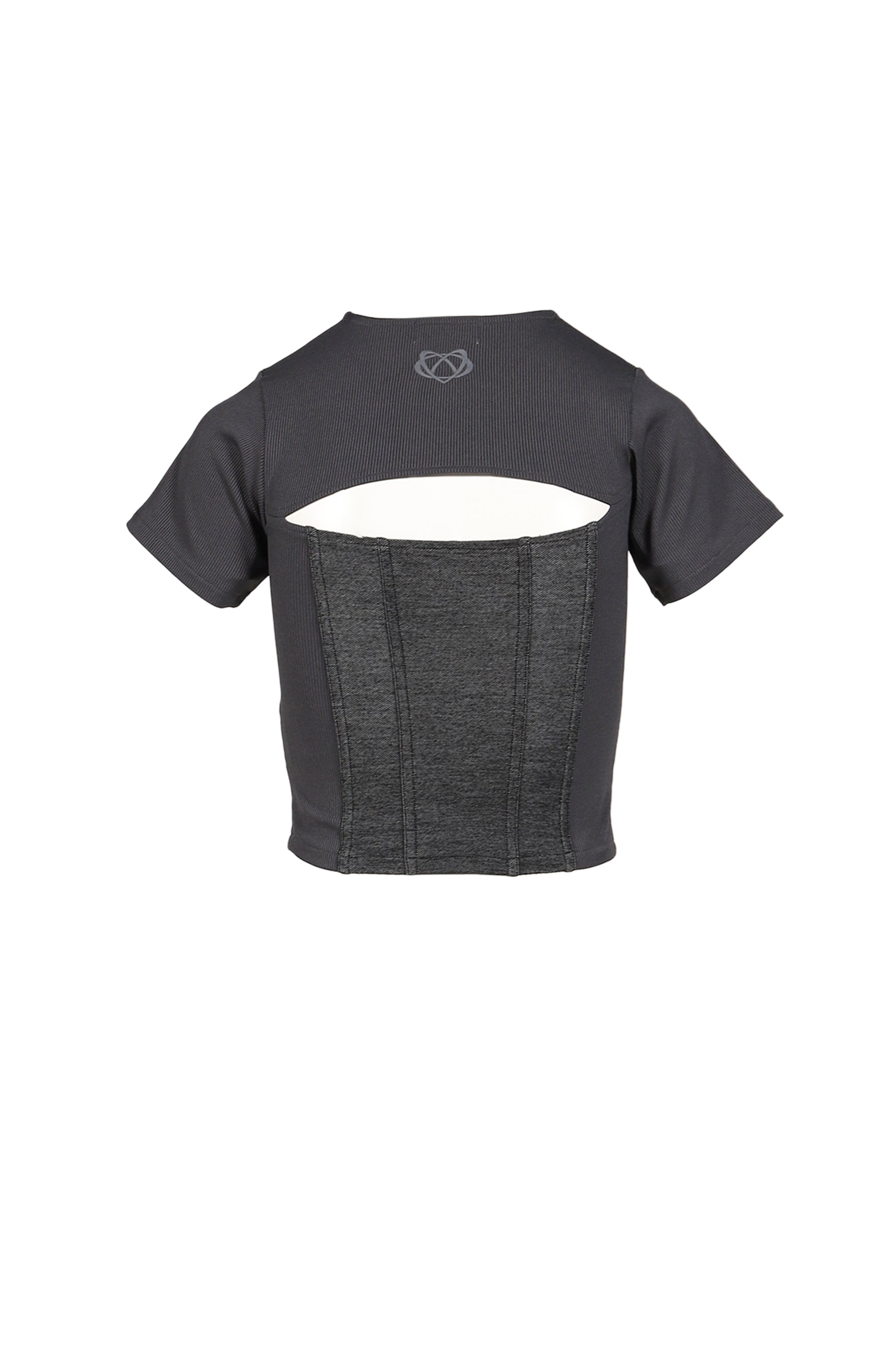 DENIM LACE COMBI T-SHIRT / BLK