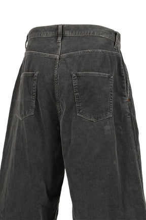 BONE APPLIQUE CORDUROY CROPPED PANTS / GRY