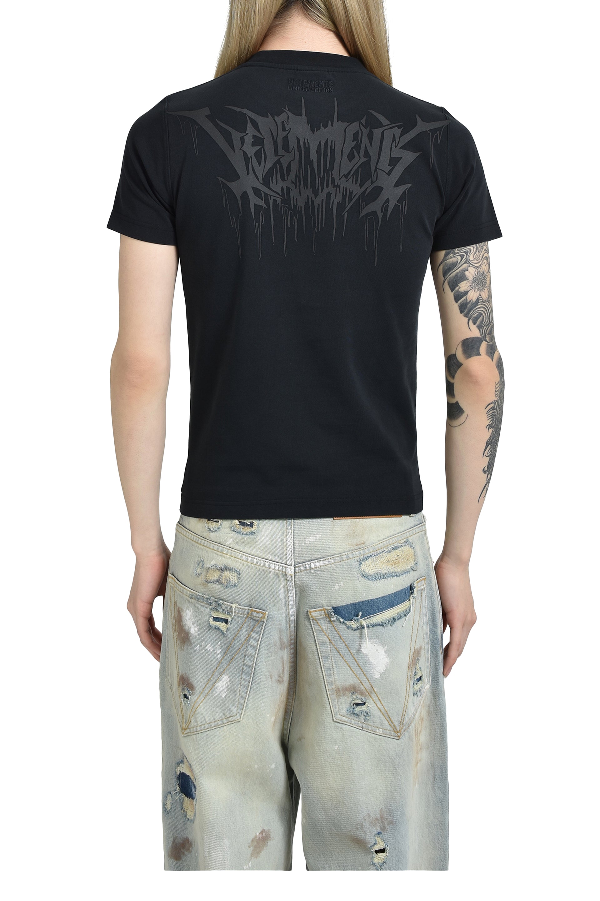 VETEMENTS DRIP METAL FITTED UNISEX T-SHIRT / BLK