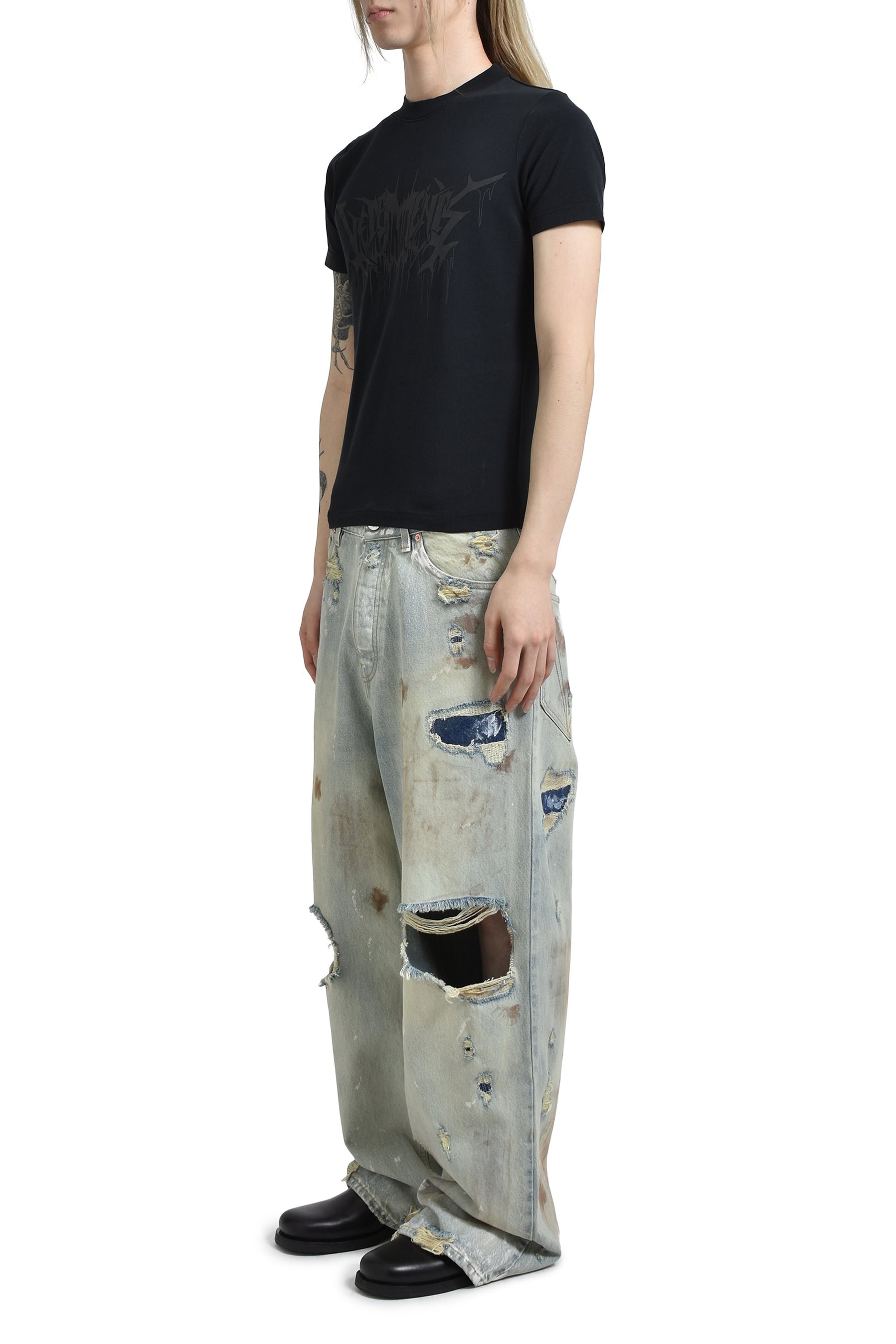 VETEMENTS DRIP METAL FITTED UNISEX T-SHIRT / BLK