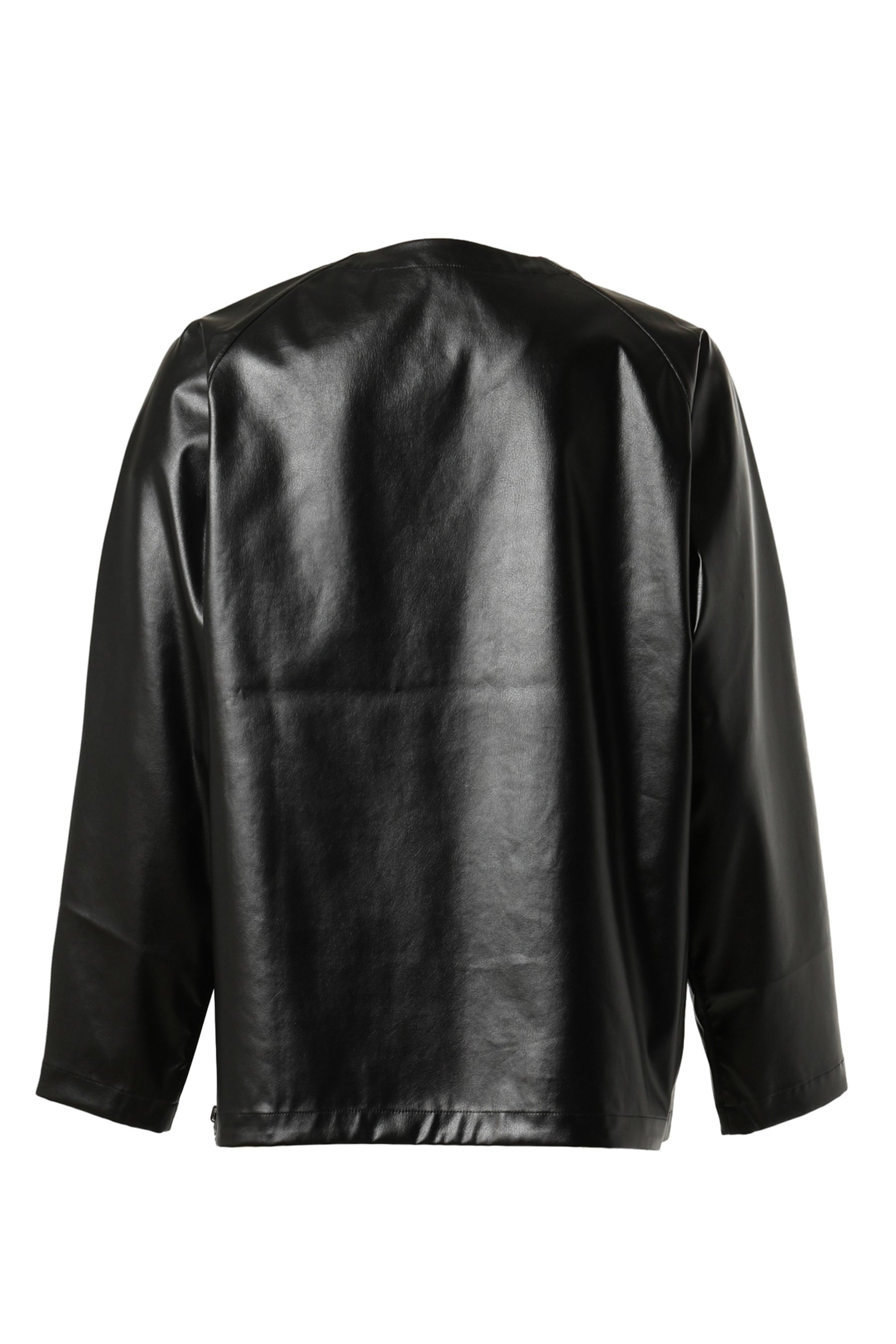FAUX LEATHER PULLOVER / BLK BEI