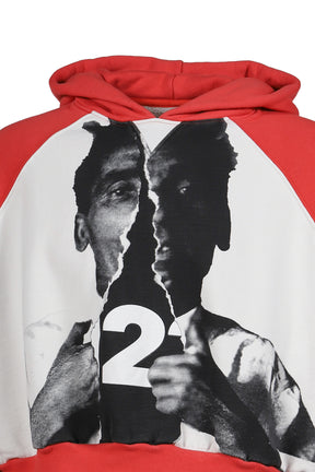 OPEN UP AGAPE HOODIE / RED / HEATHER