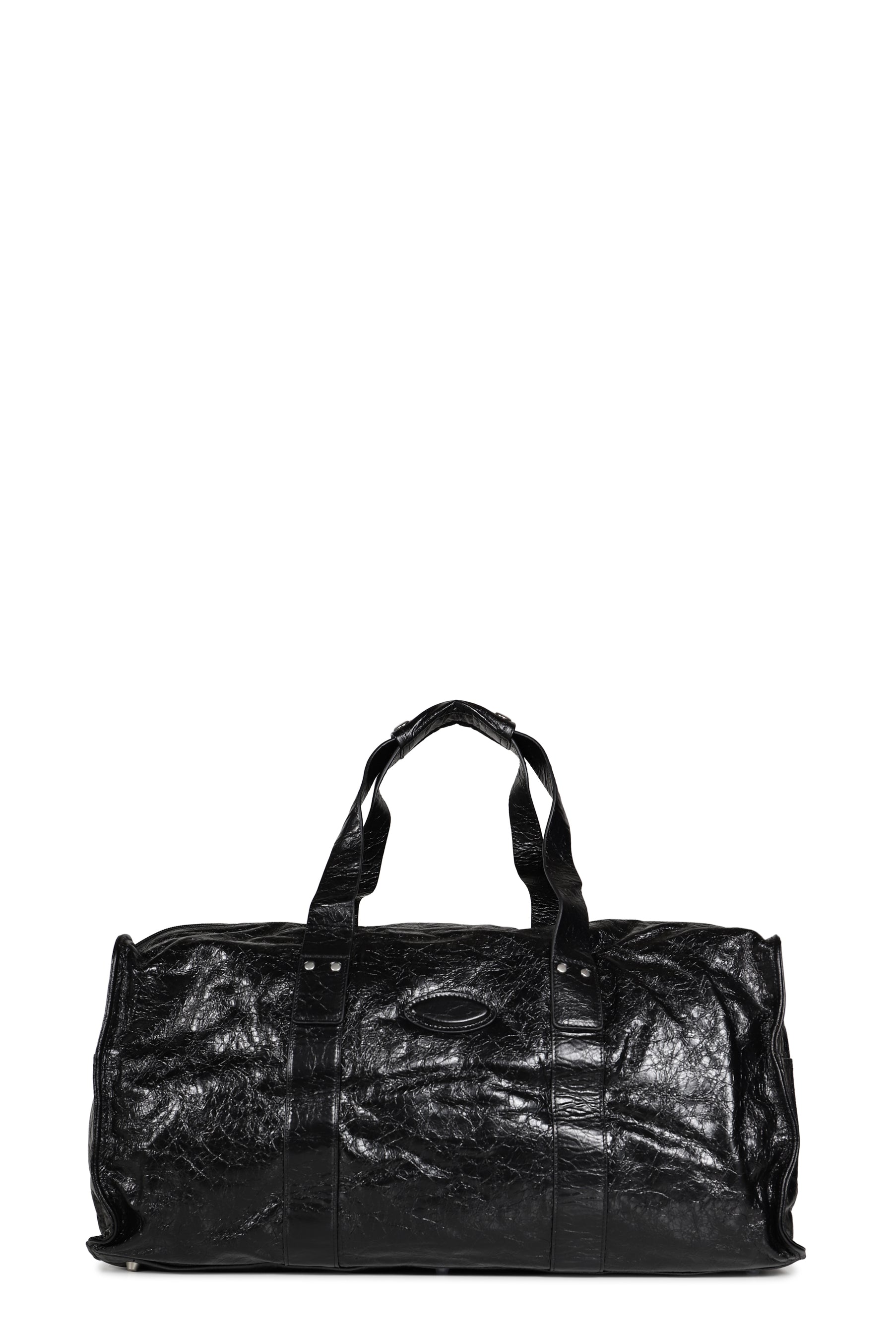 CRACK LEATHER DUFFEL BAG / BLK