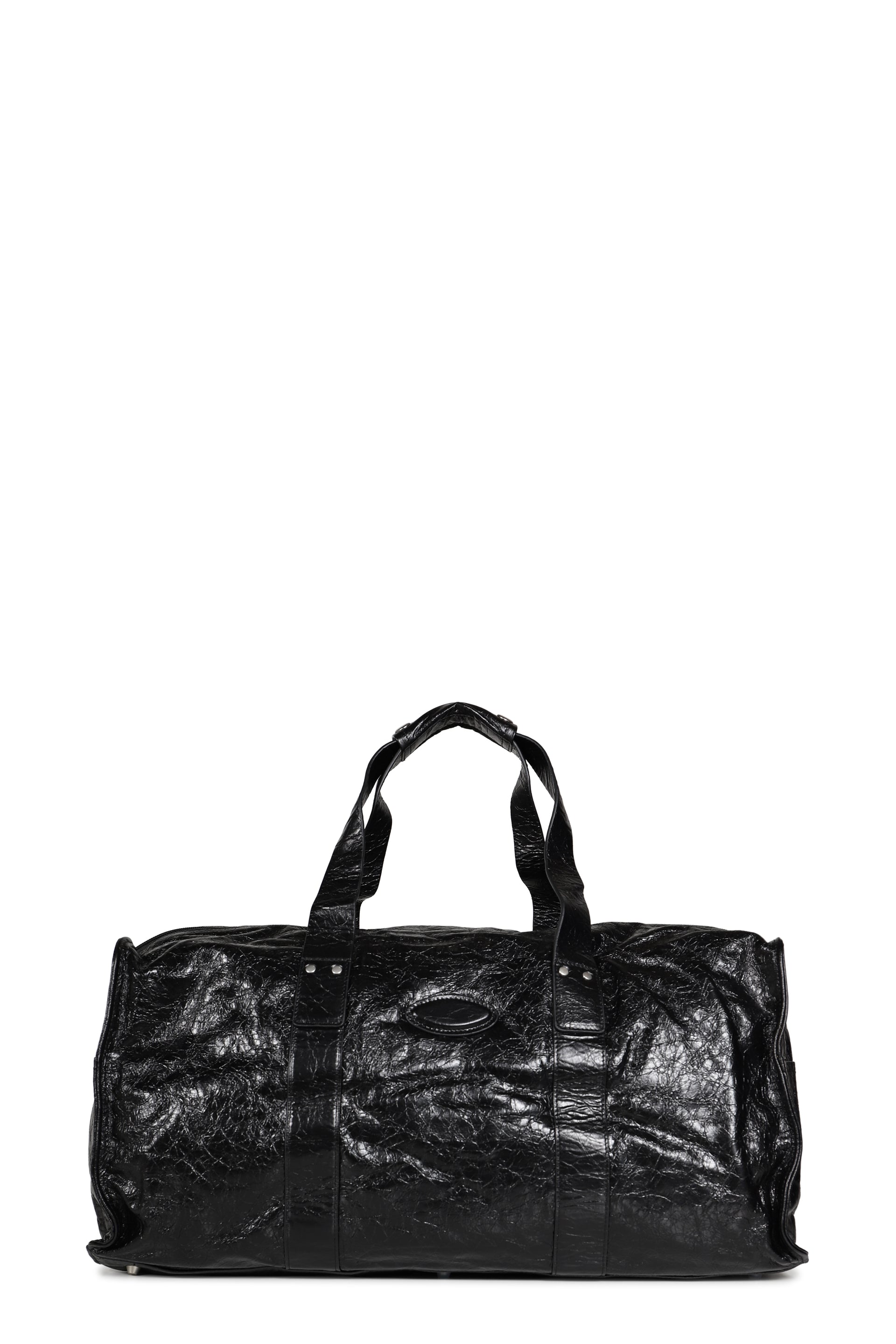 CRACK LEATHER DUFFEL BAG / BLK