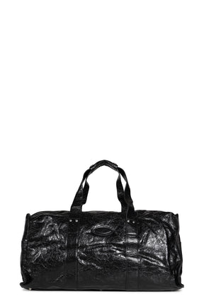 CRACK LEATHER DUFFEL BAG / BLK