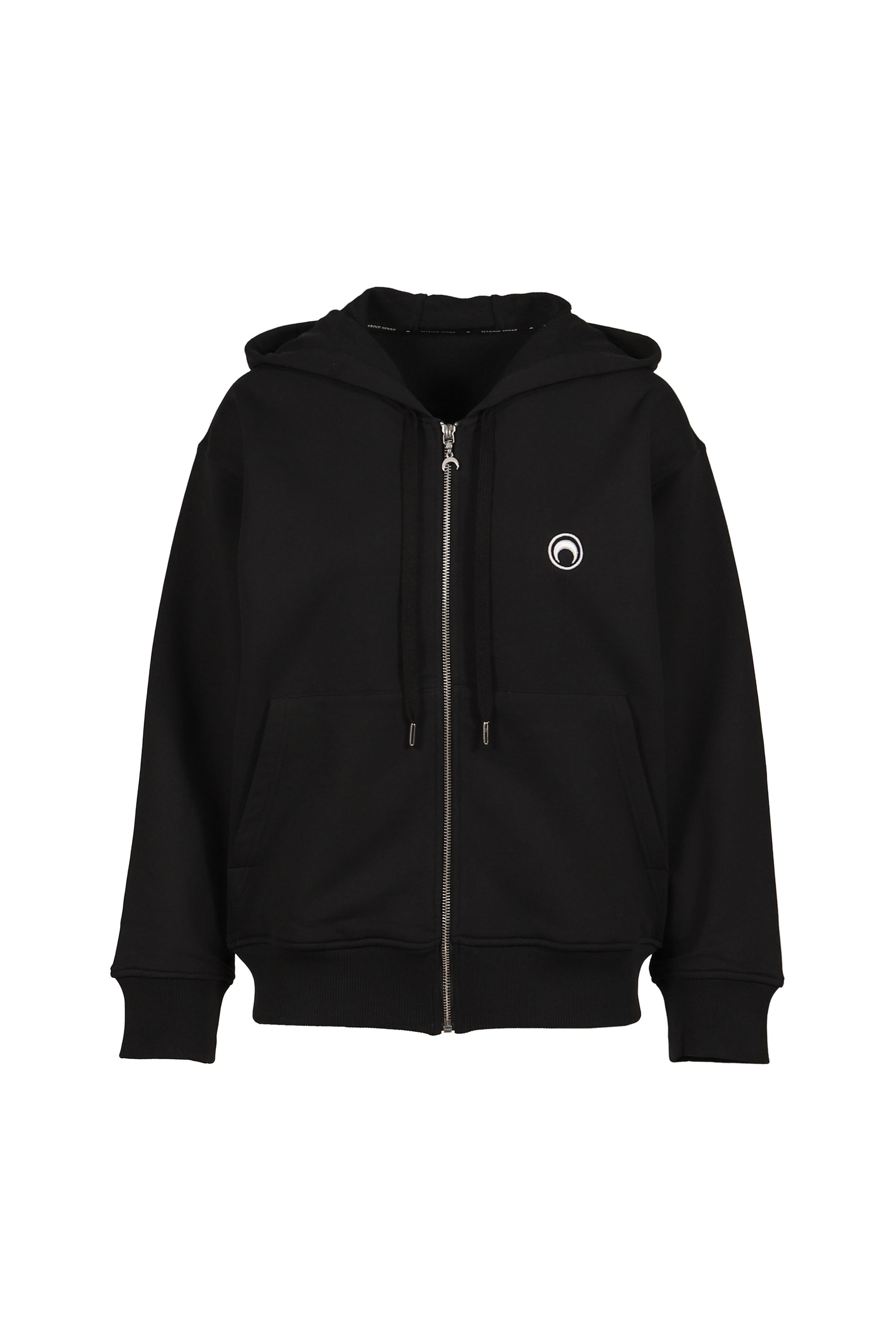 MOON LOGO FLEECE ZIPPED HOODIE / BLK