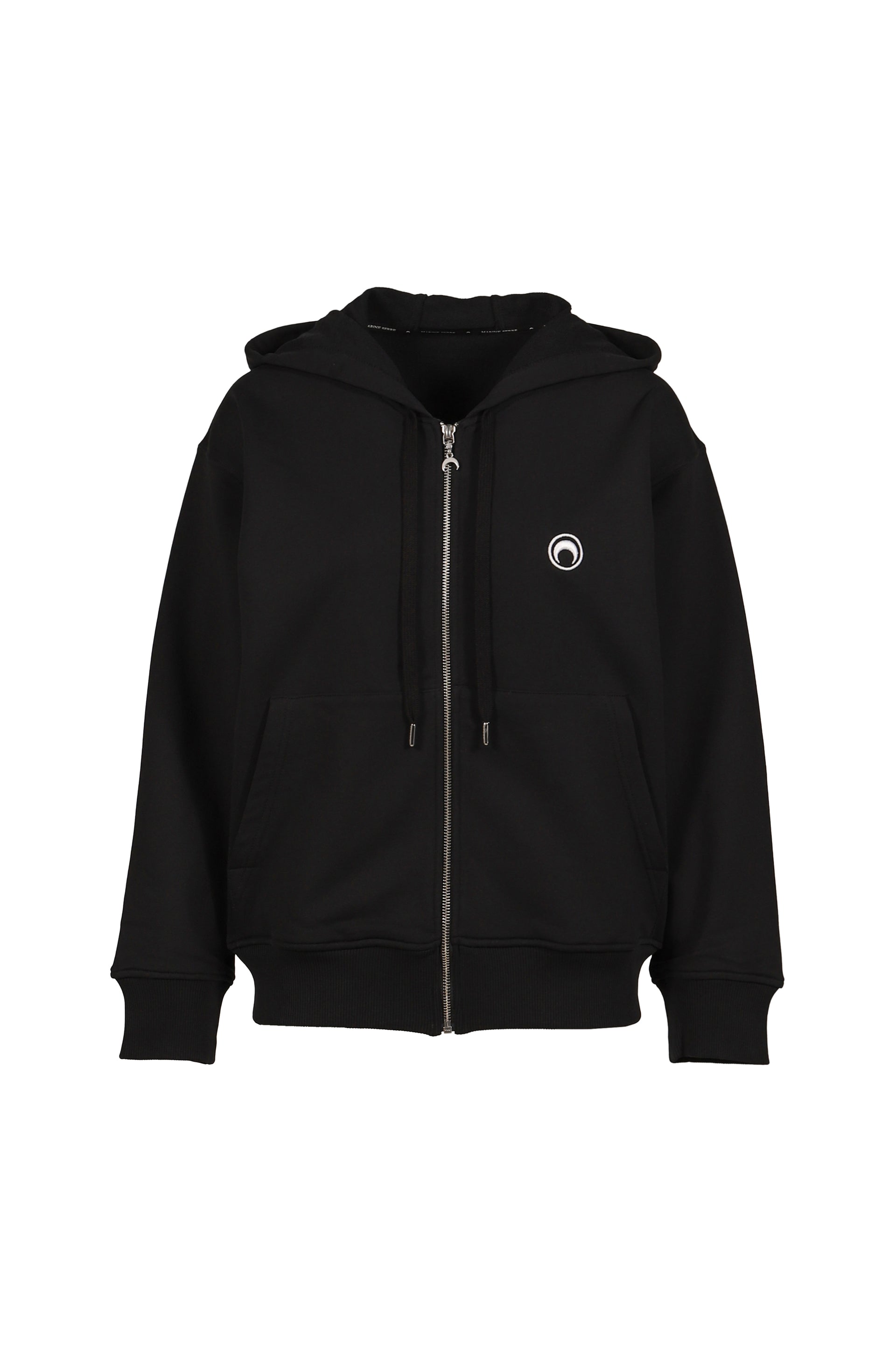 MOON LOGO FLEECE ZIPPED HOODIE / BLK