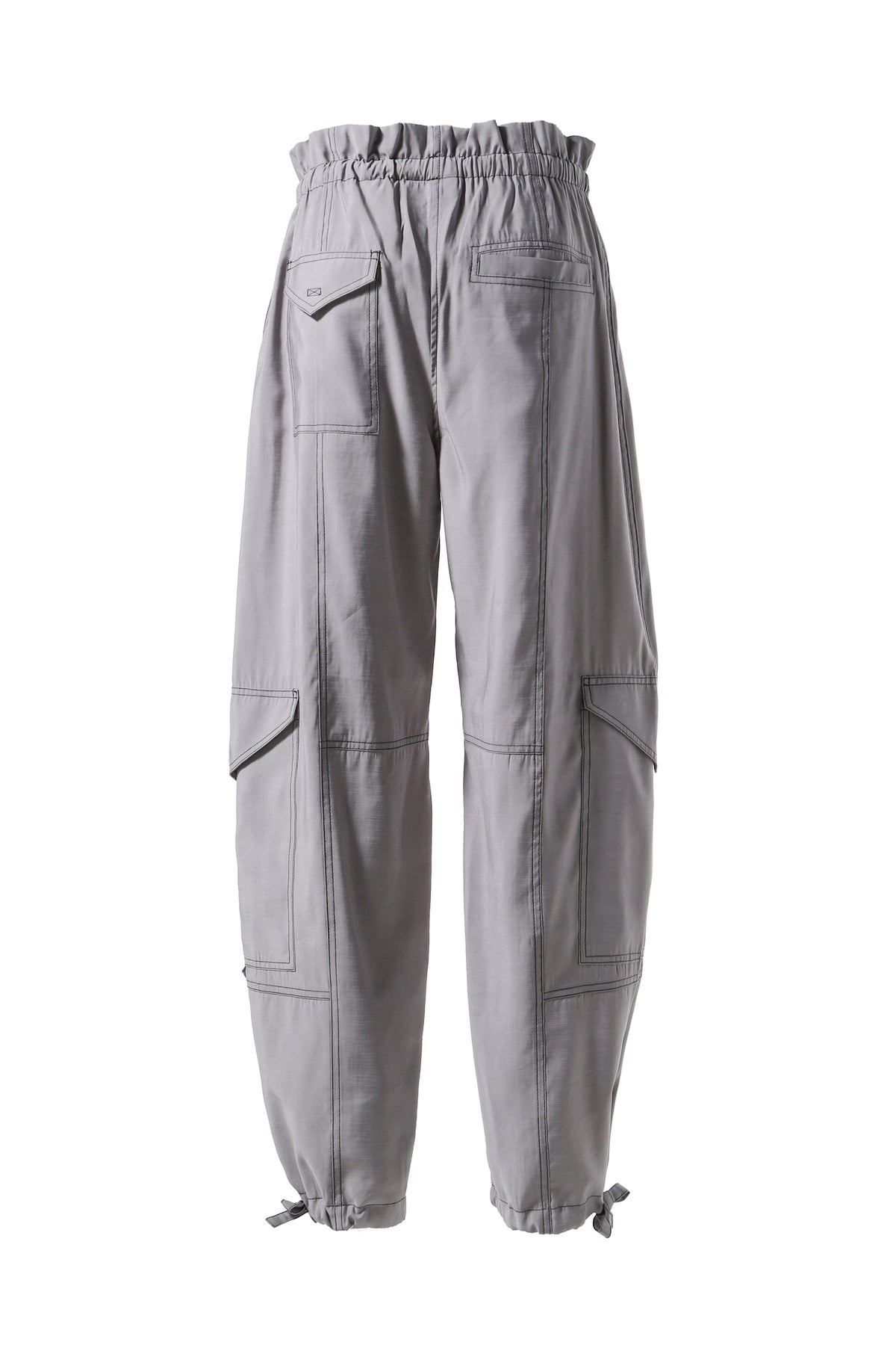 LIGHT SLUB HIGH WAIST POCKET PANTS / GRY