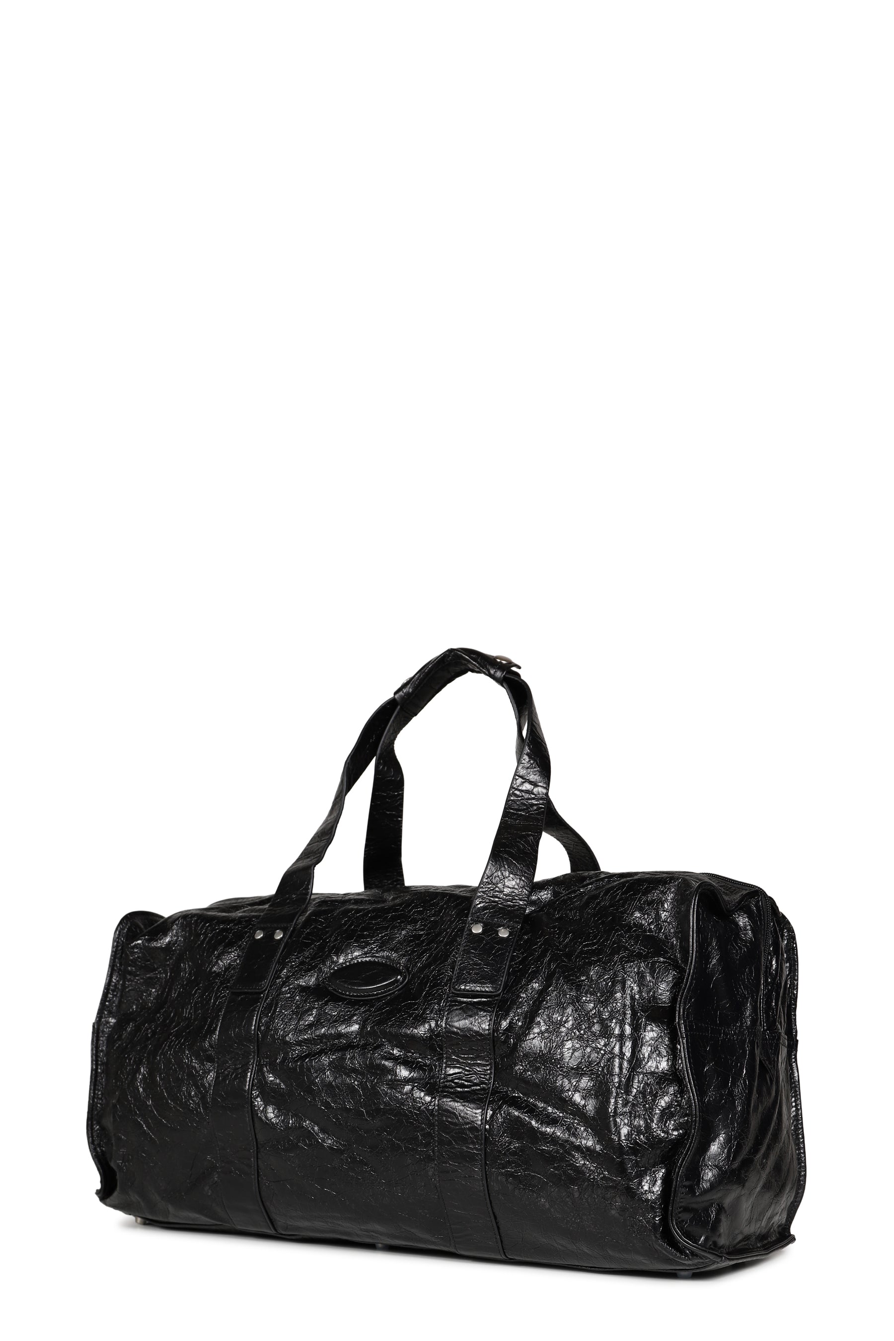 CRACK LEATHER DUFFEL BAG / BLK