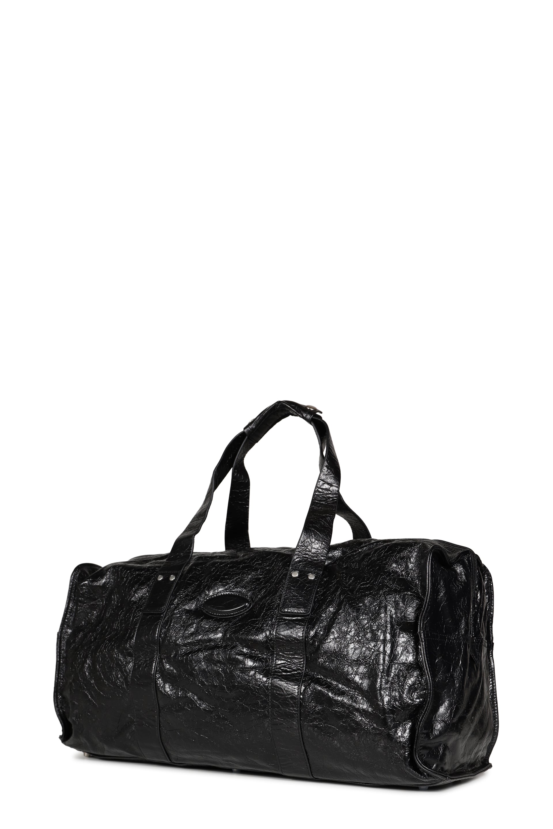 CRACK LEATHER DUFFEL BAG / BLK
