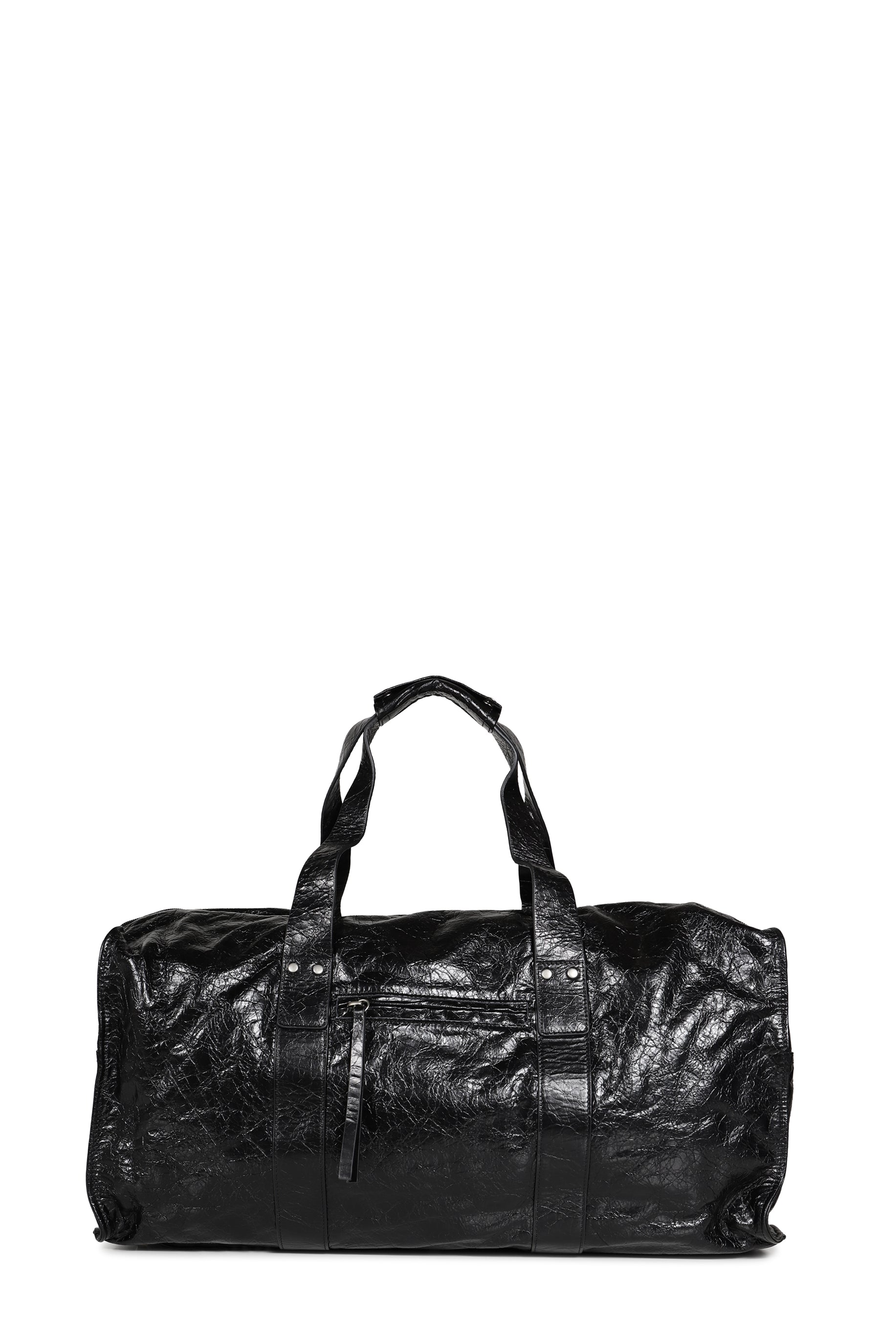 CRACK LEATHER DUFFEL BAG / BLK