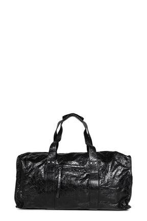 CRACK LEATHER DUFFEL BAG / BLK