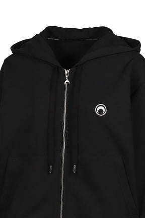 MOON LOGO FLEECE ZIPPED HOODIE / BLK