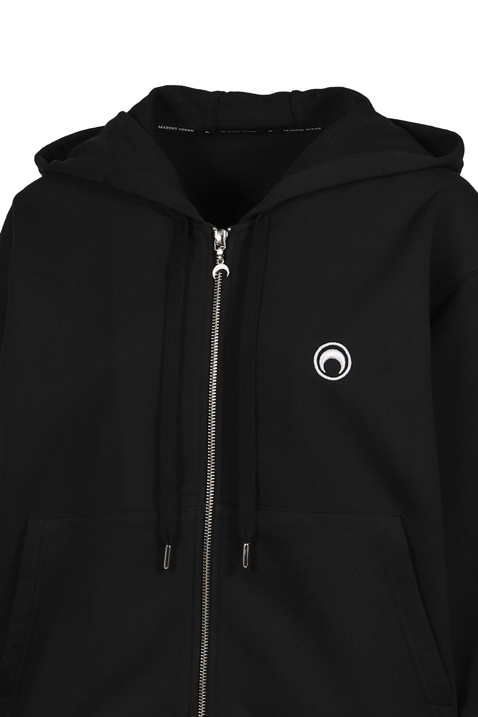 MOON LOGO FLEECE ZIPPED HOODIE / BLK