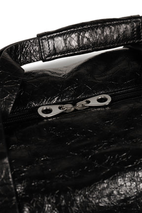 CRACK LEATHER DUFFEL BAG / BLK