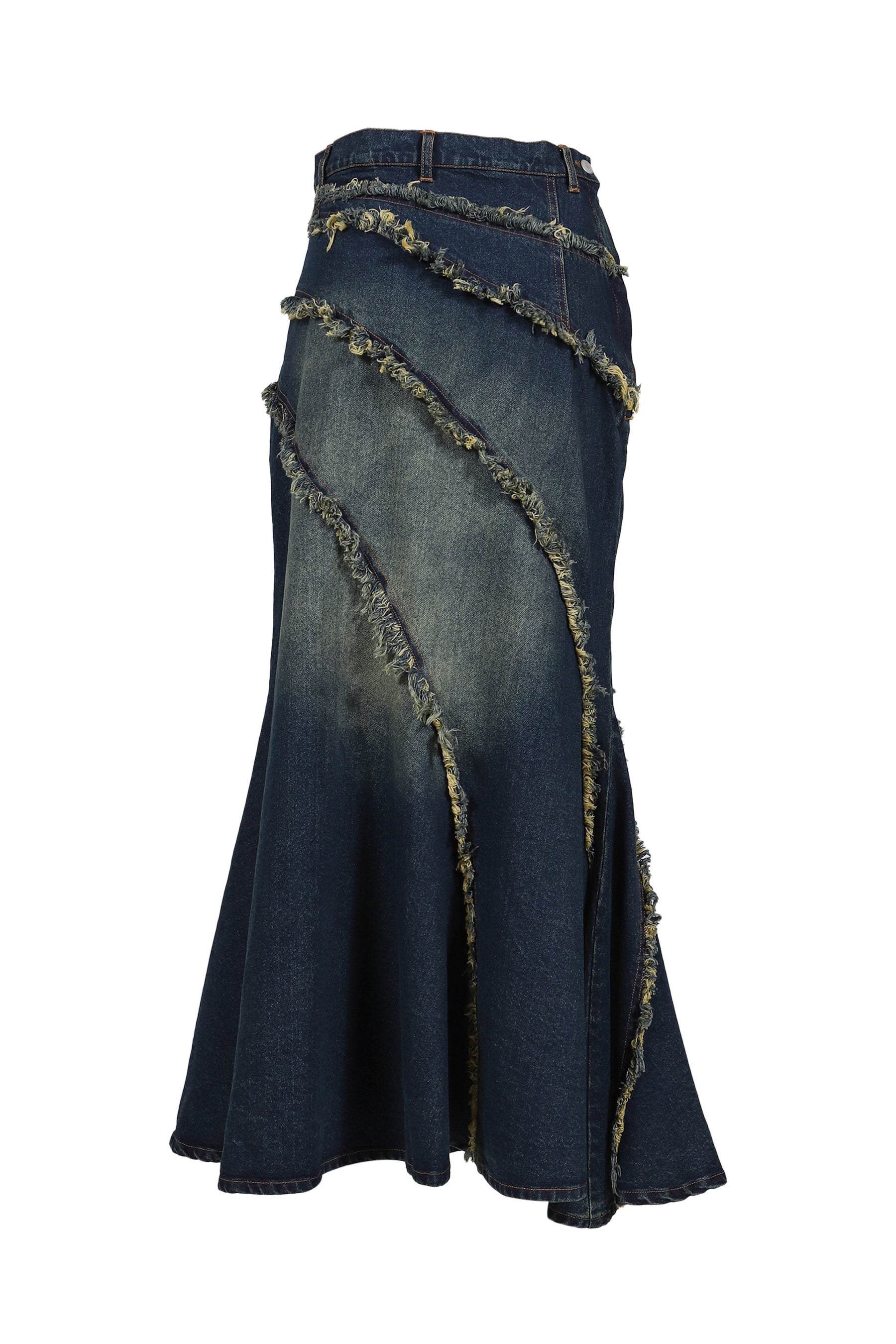 TIERED LACE DENIM SKIRT / BLU