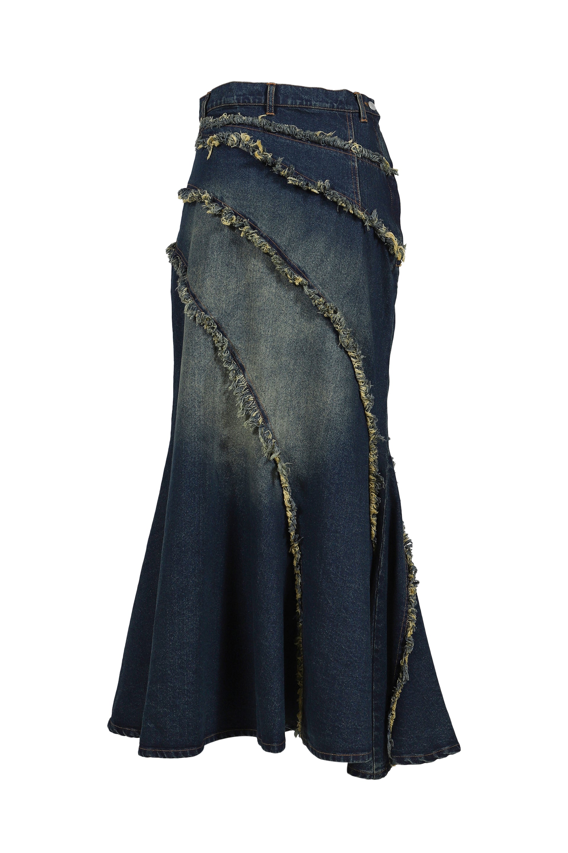 TIERED LACE DENIM SKIRT / BLU