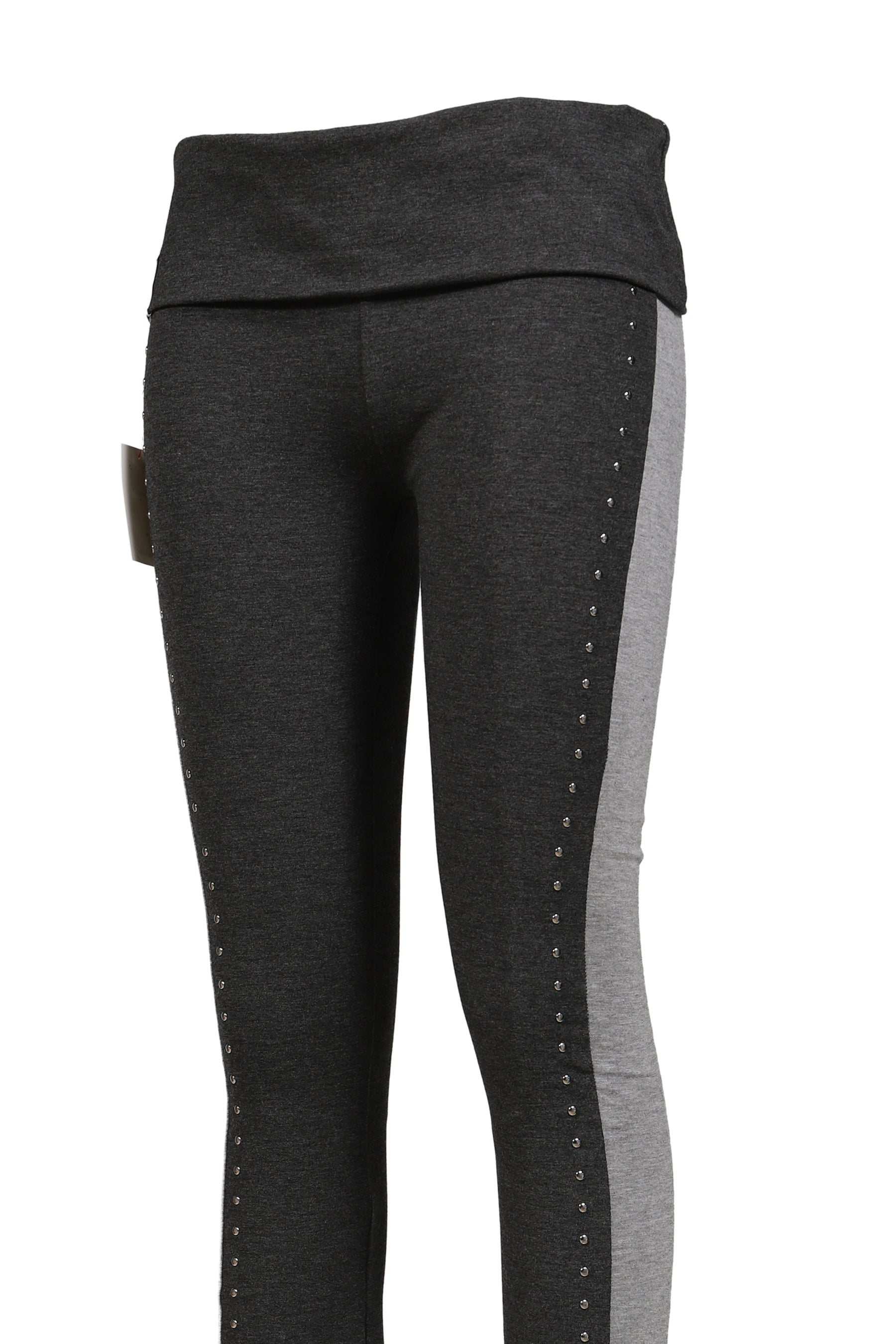 FOLDOVER STUDDED TROUSER / BLK GRY