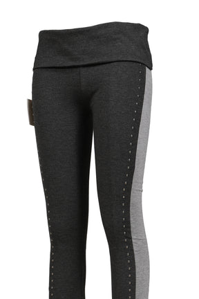 FOLDOVER STUDDED TROUSER / BLK GRY