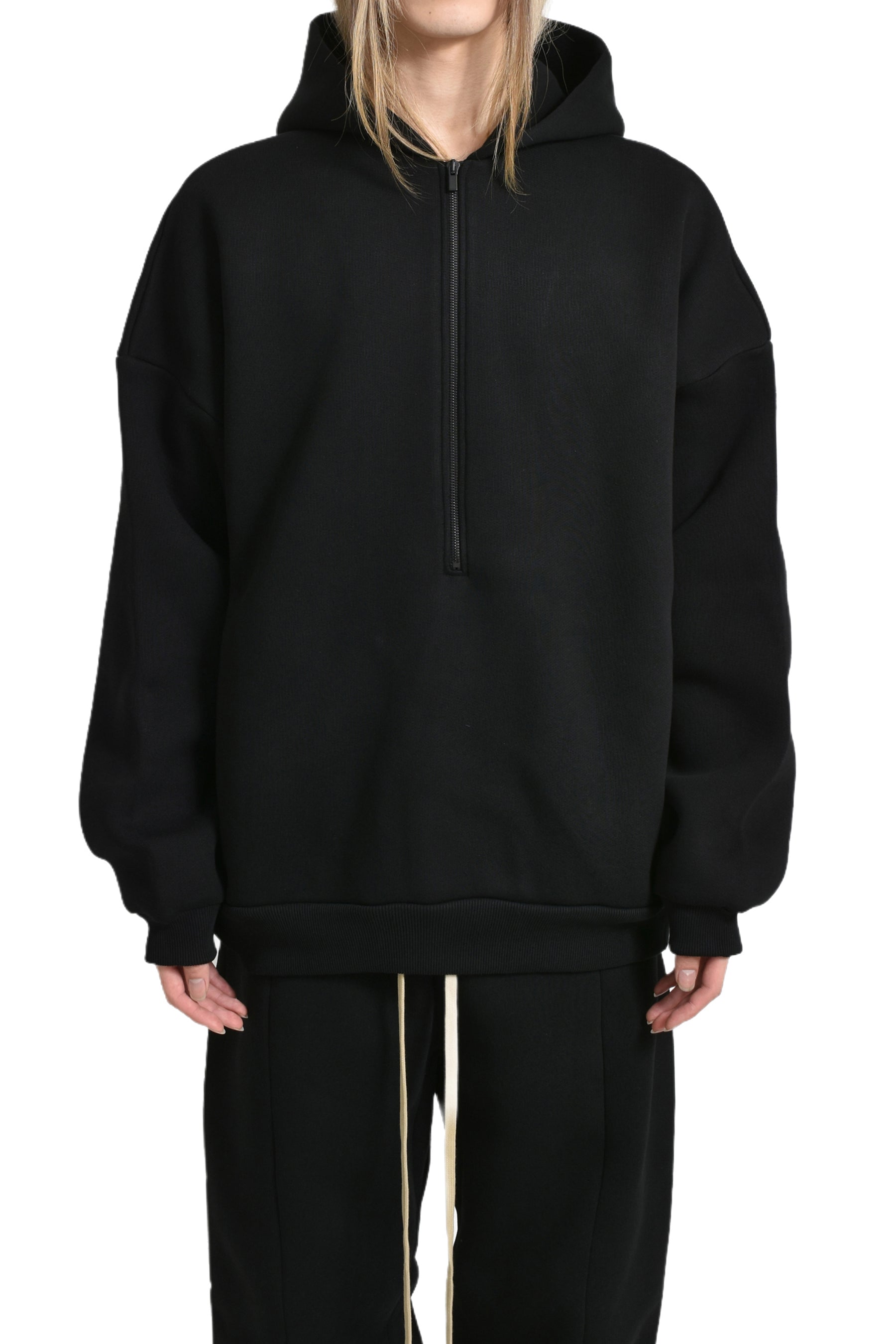 HALF ZIP HOODIE / BLK